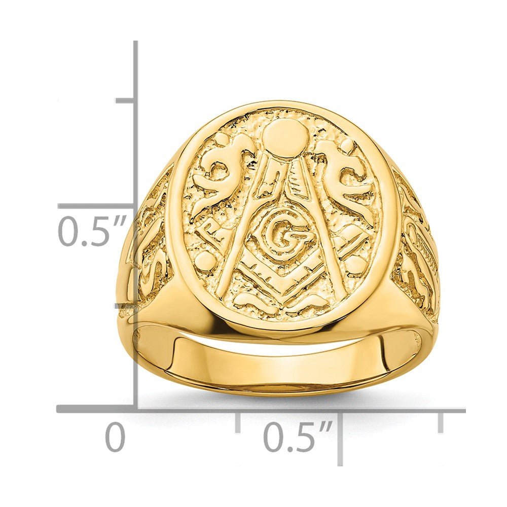 IB Goodman 14k Mens Polished and Grooved (No Enamel) Masonic Ring