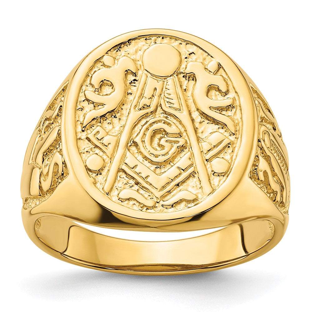 IB Goodman 14k Mens Polished and Grooved (No Enamel) Masonic Ring