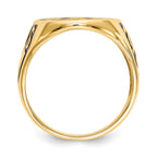 IB Goodman 14k Mens Polished and Grooved with Black Enamel Masonic Ring