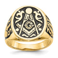 IB Goodman 14k Mens Polished and Grooved with Black Enamel Masonic Ring