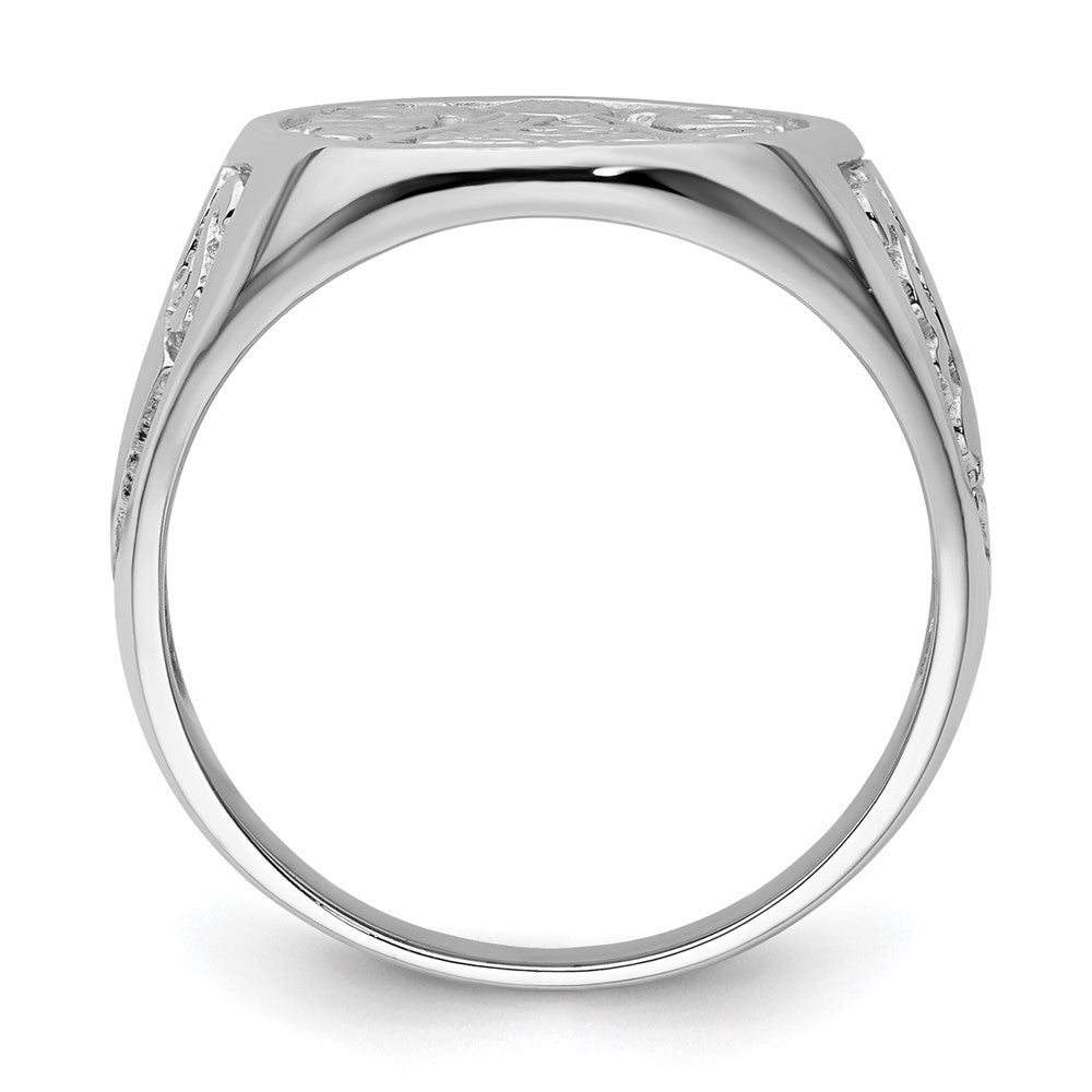 IB Goodman 14k White Gold Mens Polished and Grooved (No Enamel) Masonic Ring