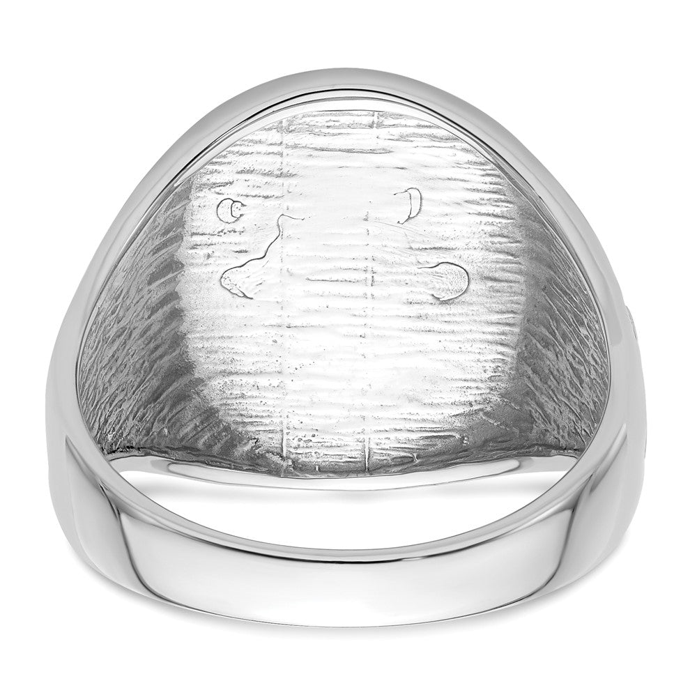 IB Goodman 14k White Gold Mens Polished and Grooved (No Enamel) Masonic Ring