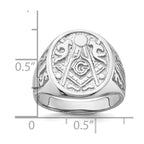 IB Goodman 14k White Gold Mens Polished and Grooved (No Enamel) Masonic Ring