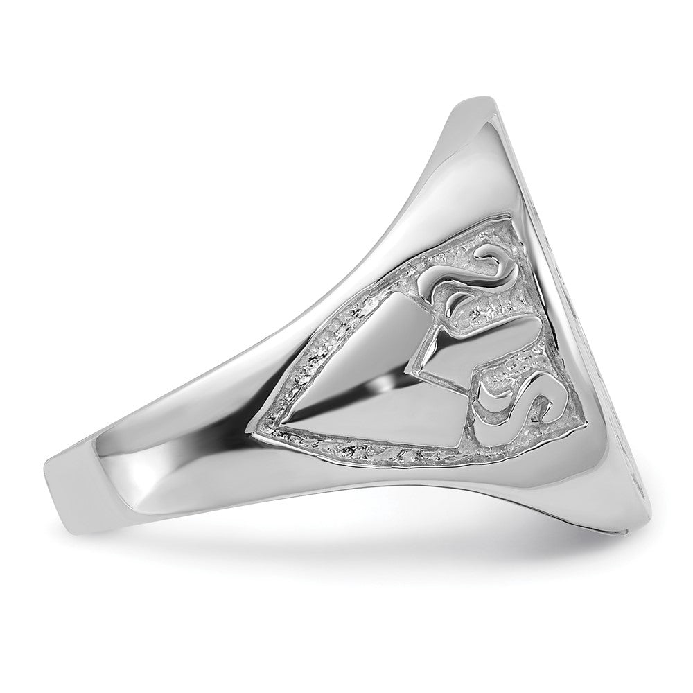 IB Goodman 14k White Gold Mens Polished and Grooved (No Enamel) Masonic Ring