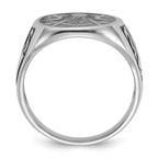 IB Goodman 14k White Gold Mens Polished and Grooved with Black Enamel Masonic Ring