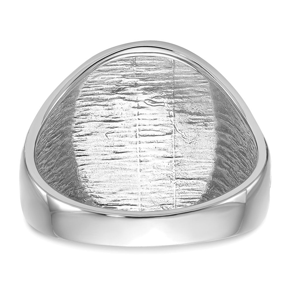 IB Goodman 14k White Gold Mens Polished and Grooved with Black Enamel Masonic Ring