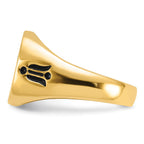 IB Goodman 14k Mens Polished and Grooved with Black Enamel Masonic Ring