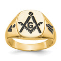 IB Goodman 14k Mens Polished and Grooved with Black Enamel Masonic Ring