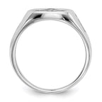IB Goodman 14k White Gold Mens Polished and Grooved with Black Enamel Masonic Ring