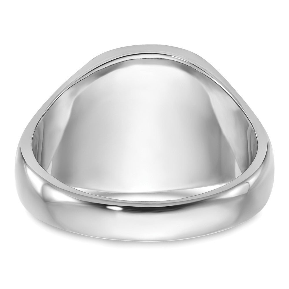 IB Goodman 14k White Gold Mens Polished and Grooved with Black Enamel Masonic Ring