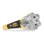 IB Goodman 14k Two-tone Mens Polished and Textured with Black Enamel and AAA Quality Diamond Masonic Ring