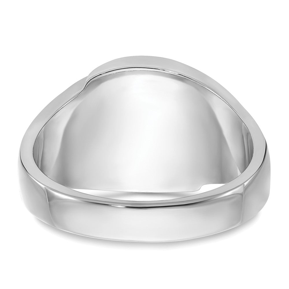 IB Goodman 14k White Gold Mens Polished/Antiqued and Grooved with Imitation Blue Spinel Masonic Ring