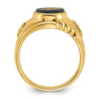 IB Goodman 14k Mens Polished and Textured with Oval Onyx Masonic Ring
