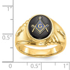 IB Goodman 14k Mens Polished and Textured with Oval Onyx Masonic Ring