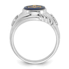 IB Goodman 14k White Gold Mens Polished and Textured with Imitation Blue Spinel Masonic Ring