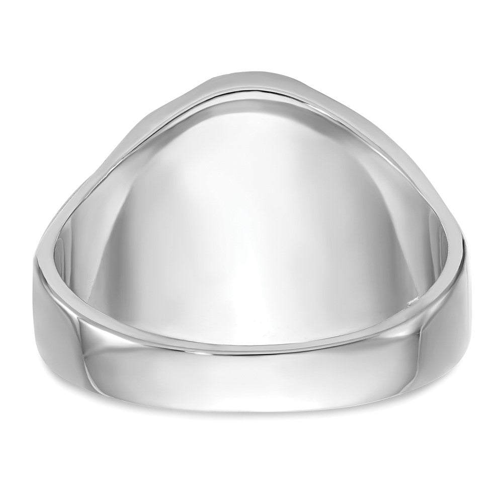 IB Goodman 14k White Gold Mens Polished/Antiqued and Grooved with Imitation Blue Spinel Masonic Ring
