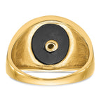 IB Goodman 14k Mens Polished and Textured with Black Enamel and Oval Onyx Masonic Ring