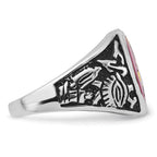IB Goodman 14k White Gold Mens Polished/Antiqued and Textured with Lab Created Ruby Masonic Ring