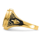 IB Goodman 14k Mens Polished/Antiqued and Textured with Onyx Masonic Ring