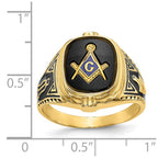 IB Goodman 14k Mens Polished/Antiqued and Textured with Onyx Masonic Ring