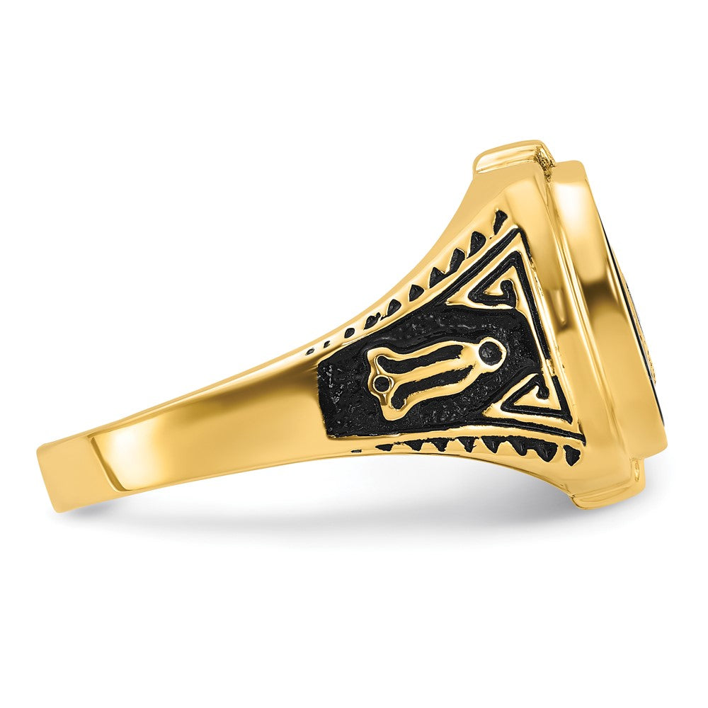 IB Goodman 14k Mens Polished/Antiqued and Textured with Onyx Masonic Ring