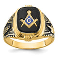 IB Goodman 14k Mens Polished/Antiqued and Textured with Onyx Masonic Ring