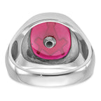 IB Goodman 14k White Gold Mens Polished and Textured with Black Enamel and Lab Created Ruby Masonic Ring