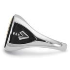 IB Goodman 14k White Gold and Gold-plated Polished and Textured with Black Enamel and Onyx Masonic Ring