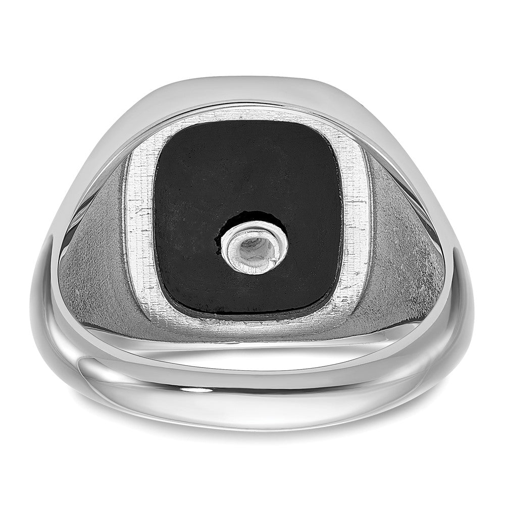 IB Goodman 14k White Gold and Gold-plated Polished and Textured with Black Enamel and Onyx Masonic Ring