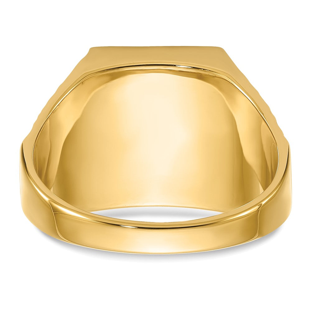 IB Goodman 14k Mens Polished Antiqued and Textured with Imitation Blue Spinel Masonic Ring
