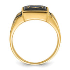 IB Goodman 14k Mens Polished and Textured with Black Enamel and Onyx Masonic Ring
