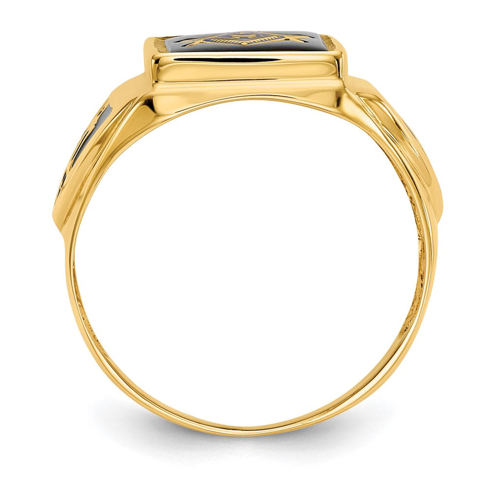 IB Goodman 14k Mens Polished/Antiqued and Textured Onyx Masonic Ring