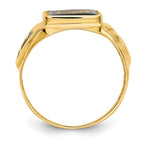 IB Goodman 14k Mens Polished/Antiqued and Textured Onyx Masonic Ring