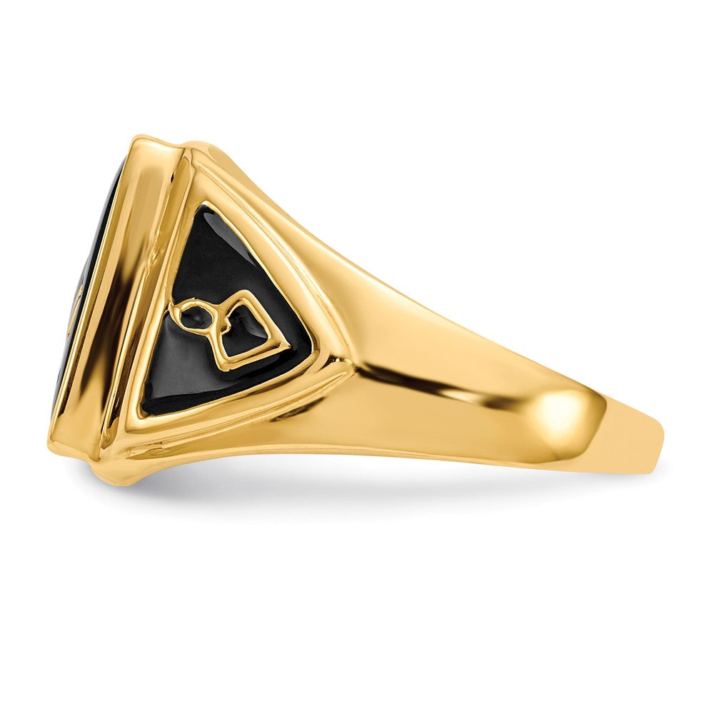 IB Goodman 14k Mens Polished/Antiqued and Textured Onyx Masonic Ring