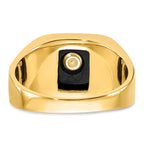 IB Goodman 14k Mens Polished and Textured with Black Enamel and Onyx Masonic Ring