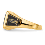 IB Goodman 14k Mens Polished and Textured Black Enamel and Onyx Masonic Ring