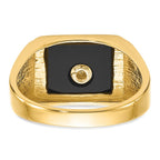 IB Goodman 14k Mens Polished and Textured Black Enamel and Onyx Masonic Ring