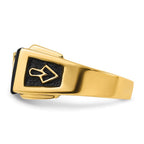 IB Goodman 14k Mens Polished and Textured with Black Enamel Onyx and AA Quality Diamond Masonic Ring
