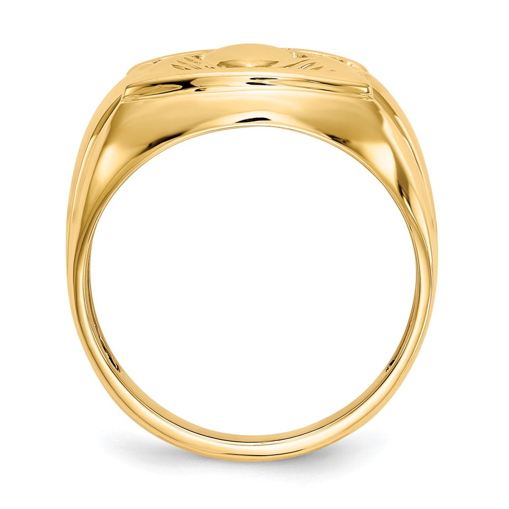 14k Mens AA Diamond and Onyx Claddagh Ring