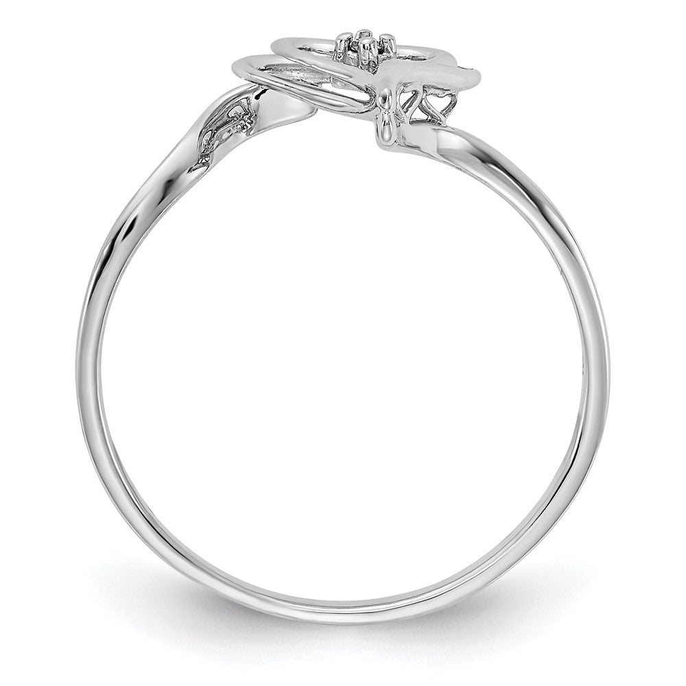 14k White Gold Polished A Diamond Heart Ring