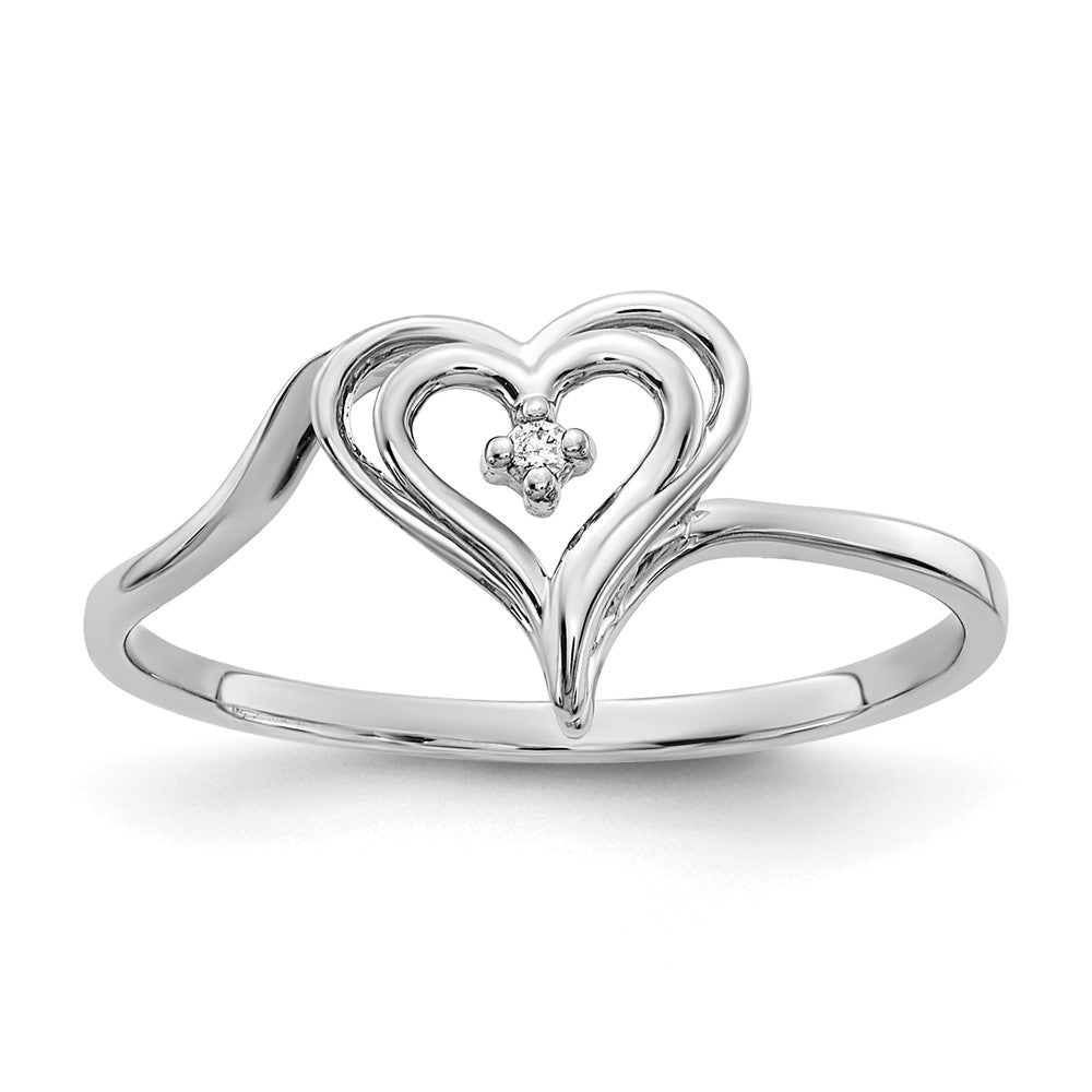 14k White Gold Polished VS Diamond Heart Ring