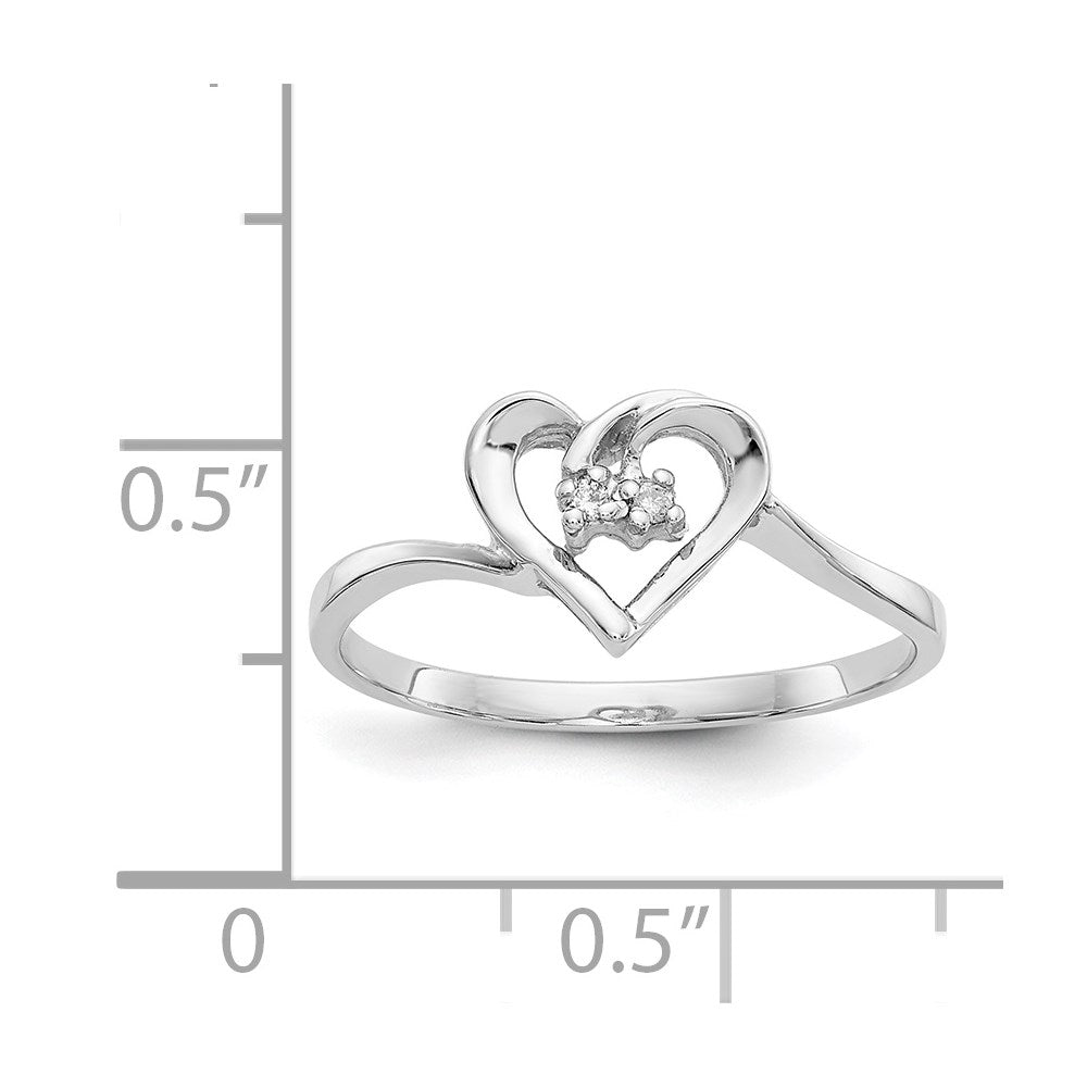 14k White Gold AA Diamond Heart Ring
