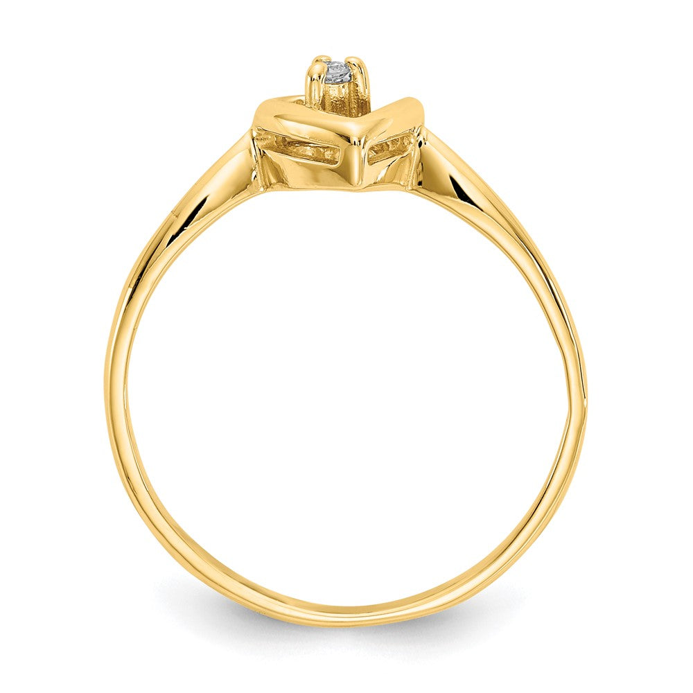 14k AAA Diamond Heart Ring