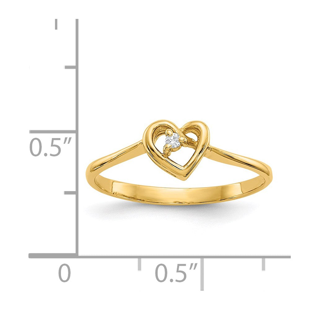 14k AAA Diamond Heart Ring