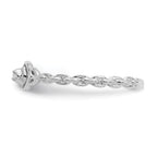 14k White Gold Polished AA Diamond Two Hearts Ring