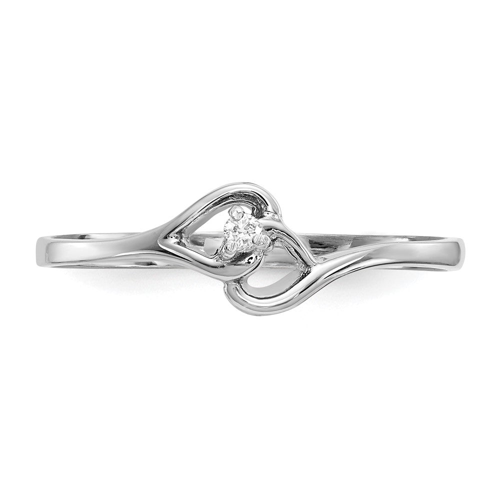 14k White Gold AAA Diamond Heart Ring