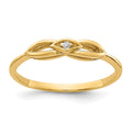 14k Polished AA Diamond Ring