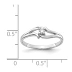 14k White Gold Polished AAA Diamond Ring
