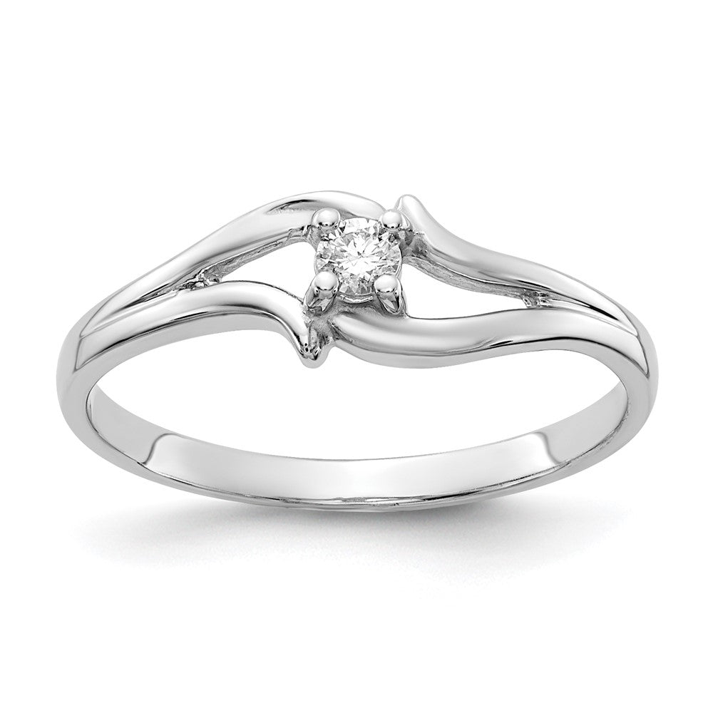 14k White Gold Polished A Diamond Ring