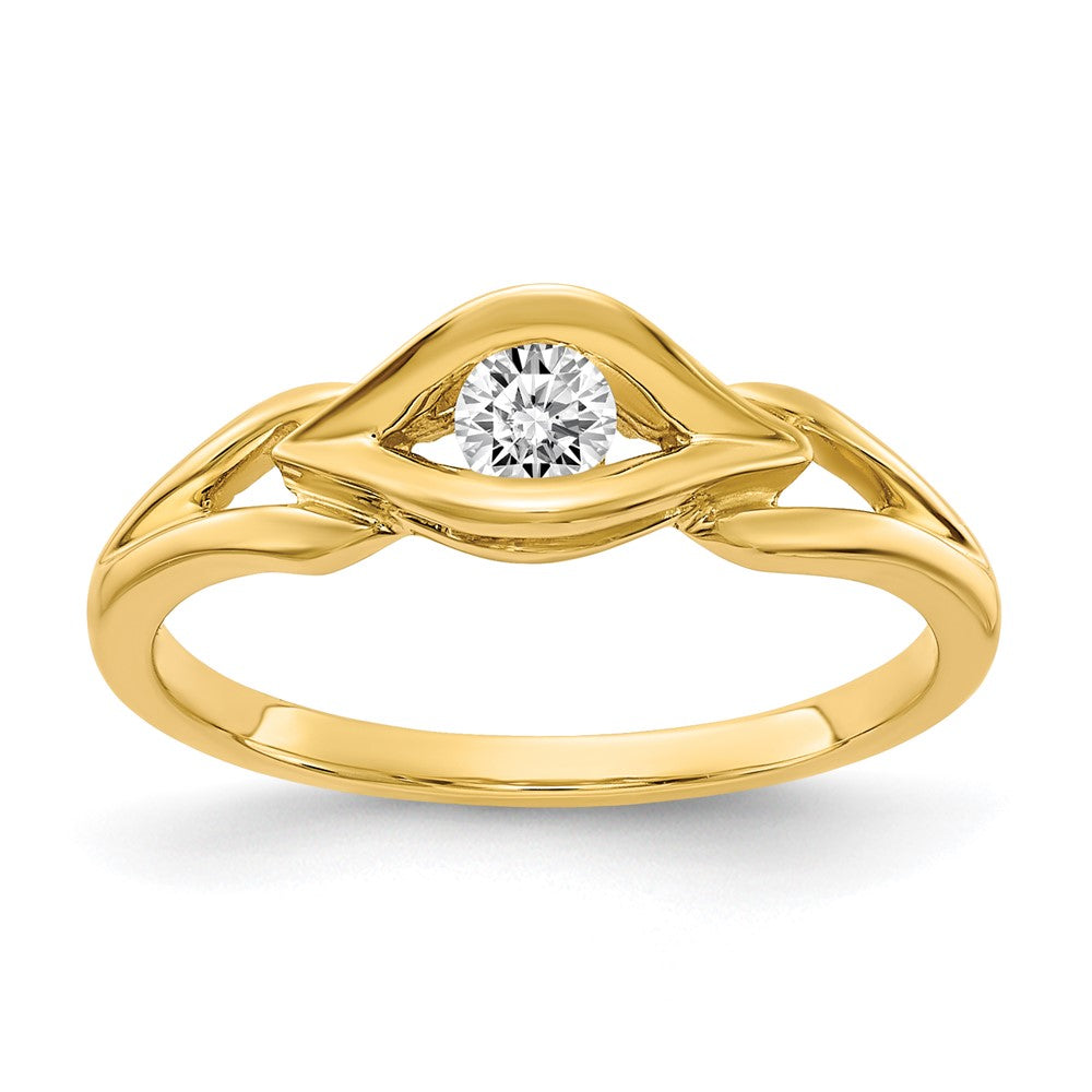 14k Polished 1/8 carat A Diamond Ring